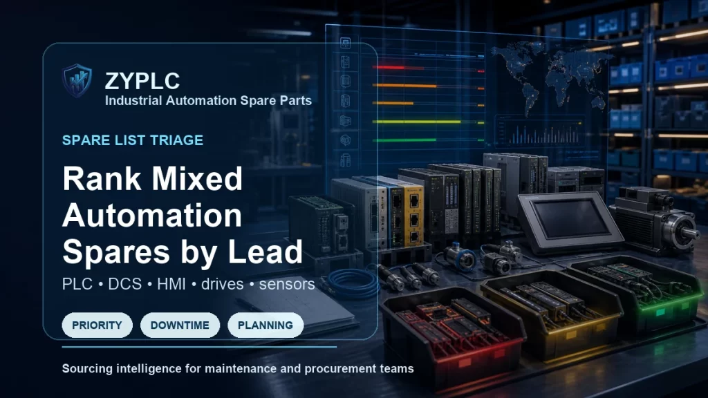 Mixed automation spare list lead time triage cover for PLC DCS HMI drives and sensors